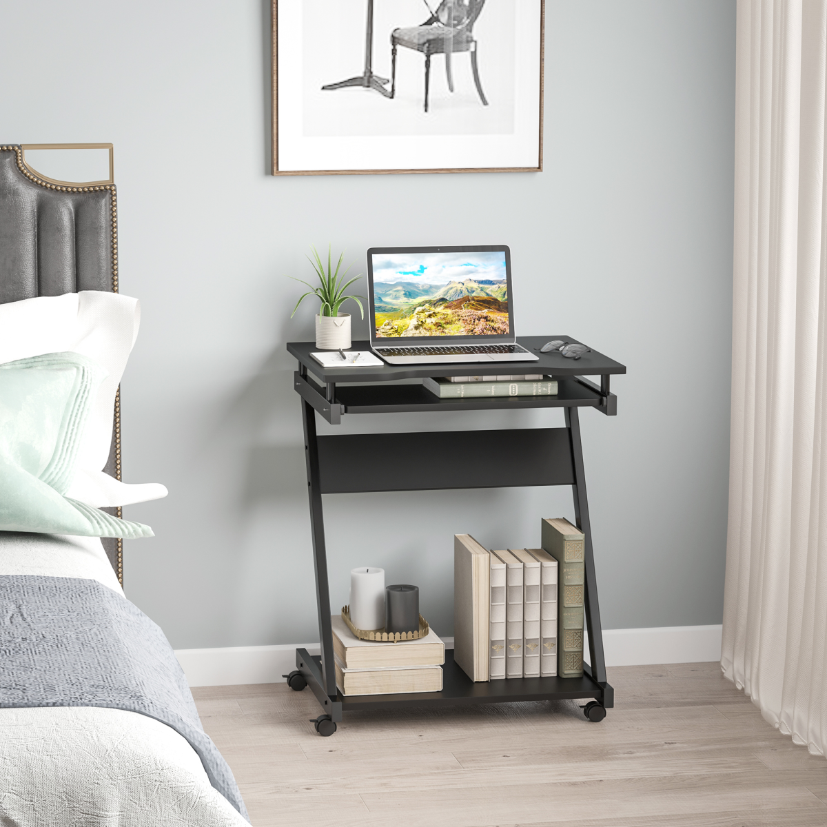 cortex-london-windsor-movable-computer-desk-keyboard-tray-black-four-wheels