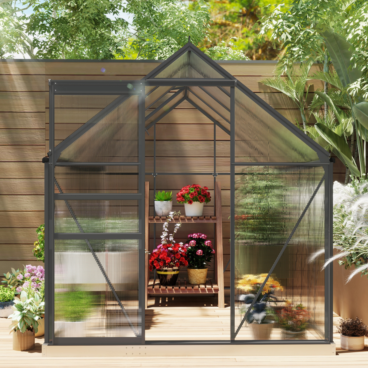 cortex-london-kensington-dark-grey-polycarbonate-walk-in-greenhouse