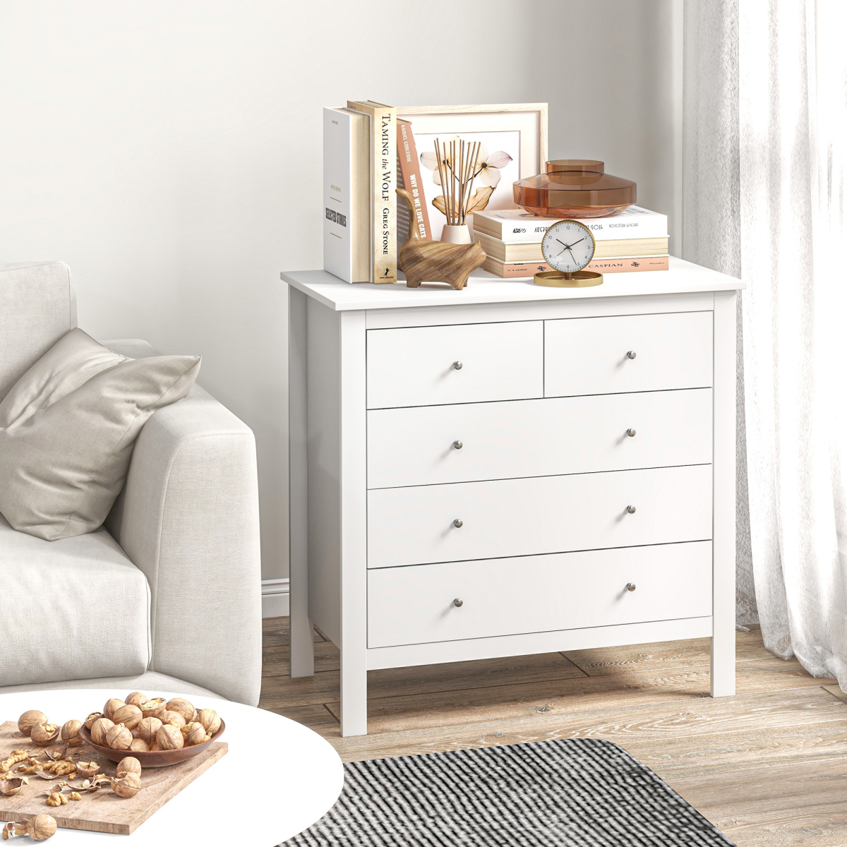 cortex-london-york-white-five-drawer-chest-of-drawers