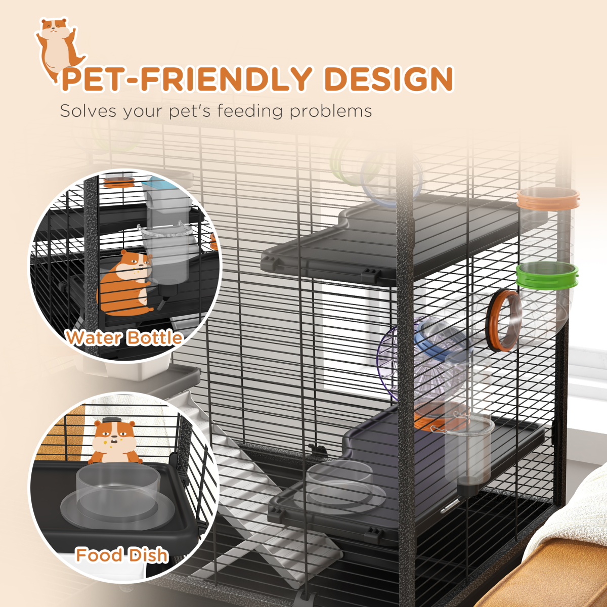 cortex-london-york-large-hamster-rat-cage-multicoloured-tubes-wheels-storage-shelf