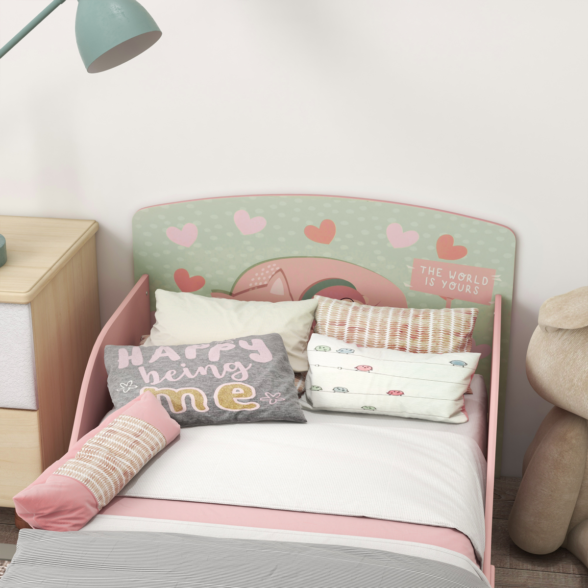 cortex-london-windsor-pink-toddler-bed-frame-animal-design-ages-3-to-6