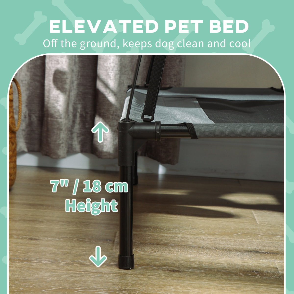 cortex-london-york-cooling-elevated-dog-bed-canopy-grey-pawhut
