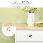 Sideboard with Rubberwood Top, Buffet Drawers and Adjustable Shelves White