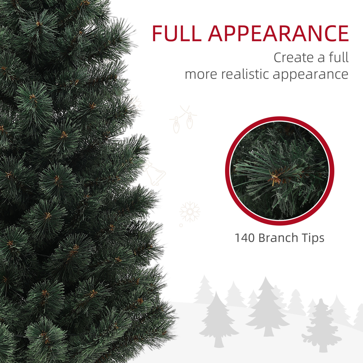 HOMCOM 4ft Artificial Christmas Tree with 80 Warm White LED Lights Remote