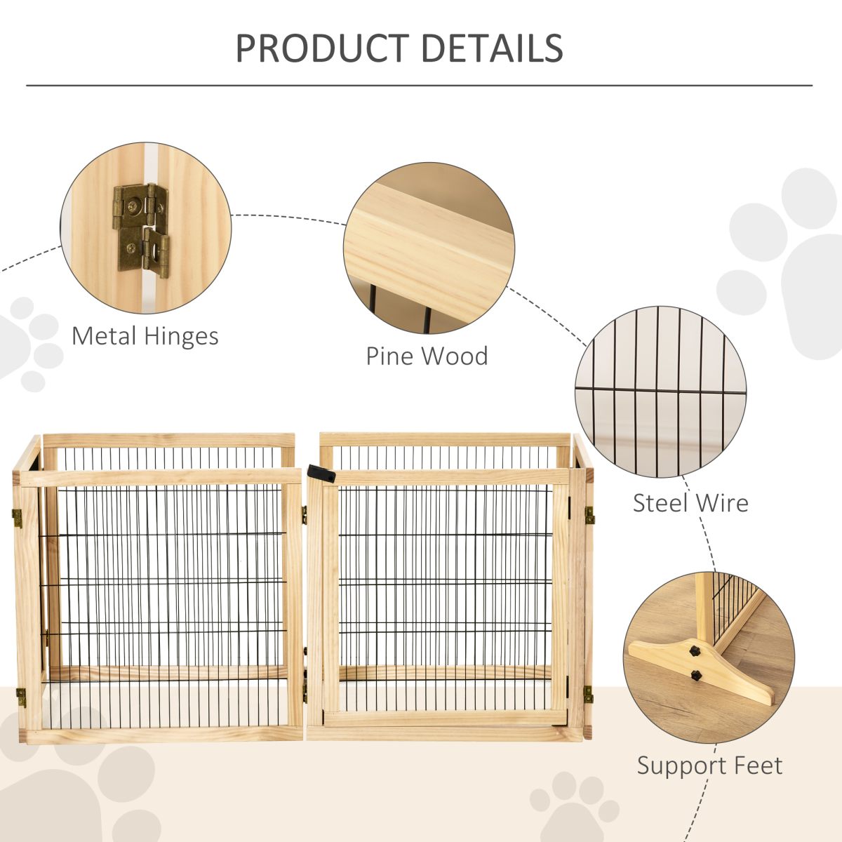 cortex-london-pawhut-york-six-panel-foldable-pine-wood-dog-gate-432cm-natural