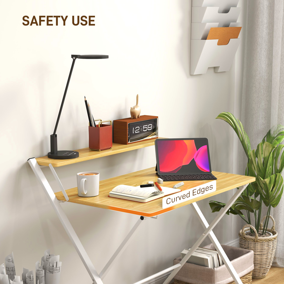 cortex-london-windsor-folding-home-office-desk-two-tier-shelf-maple-wood-effect-white