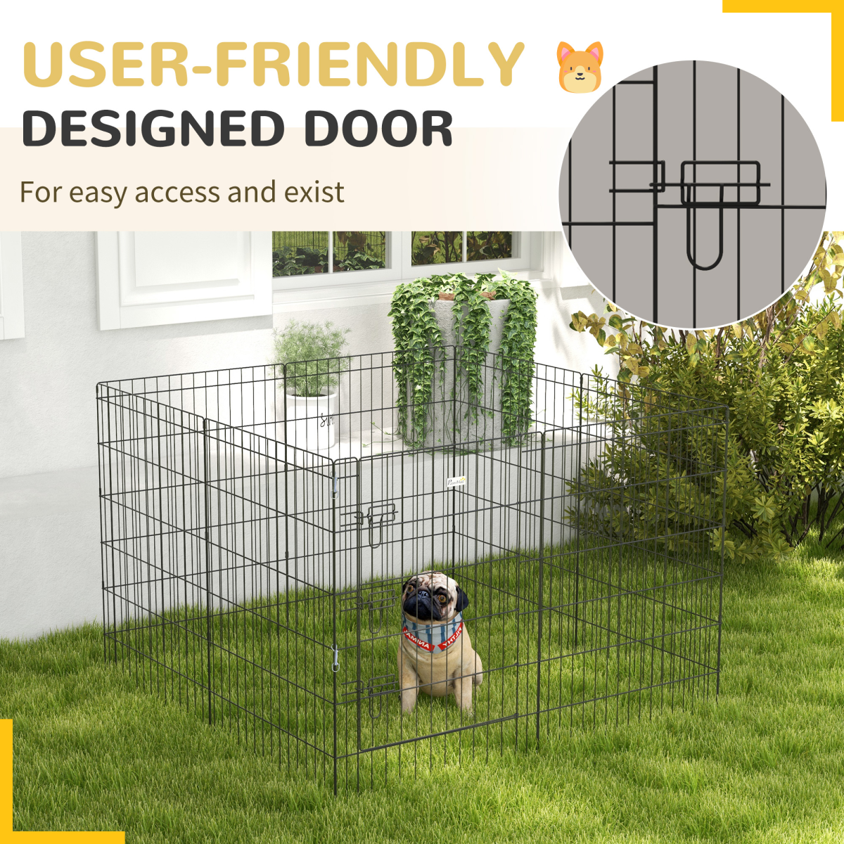 cortex-london-windsor-8-panel-metal-dog-pen-with-door-black-91cm