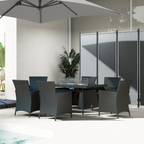 Outsunny Rattan Dining Set with Fire Pit Table and Armchairs, Black