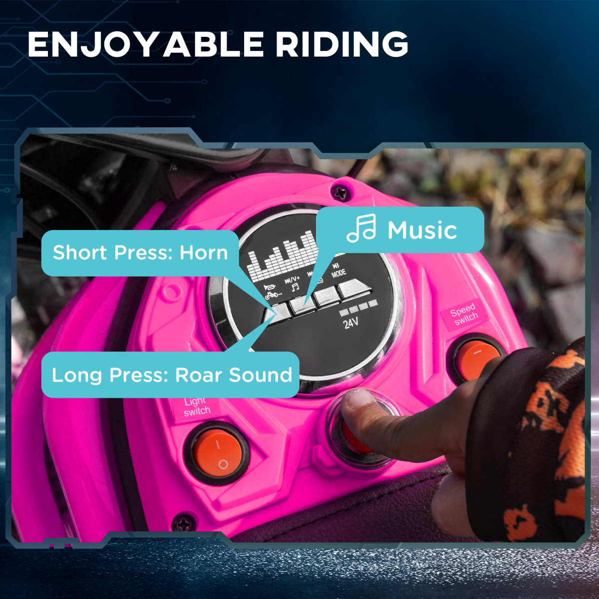 cortex-london-windsor-pink-kids-electric-motorbike-24v