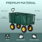 Large 4 Wheel Garden Cart Truck Trolley Wheelbarrow - Green Trailer