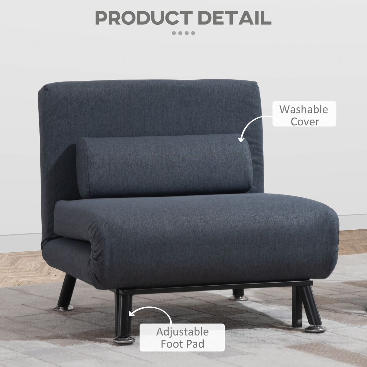 cortex-london-windsor-faux-suede-five-position-futon-single-sofa-bed-black