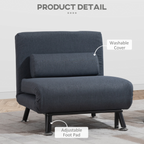 Faux Suede 5-Position Futon Single Sofa Bed Black