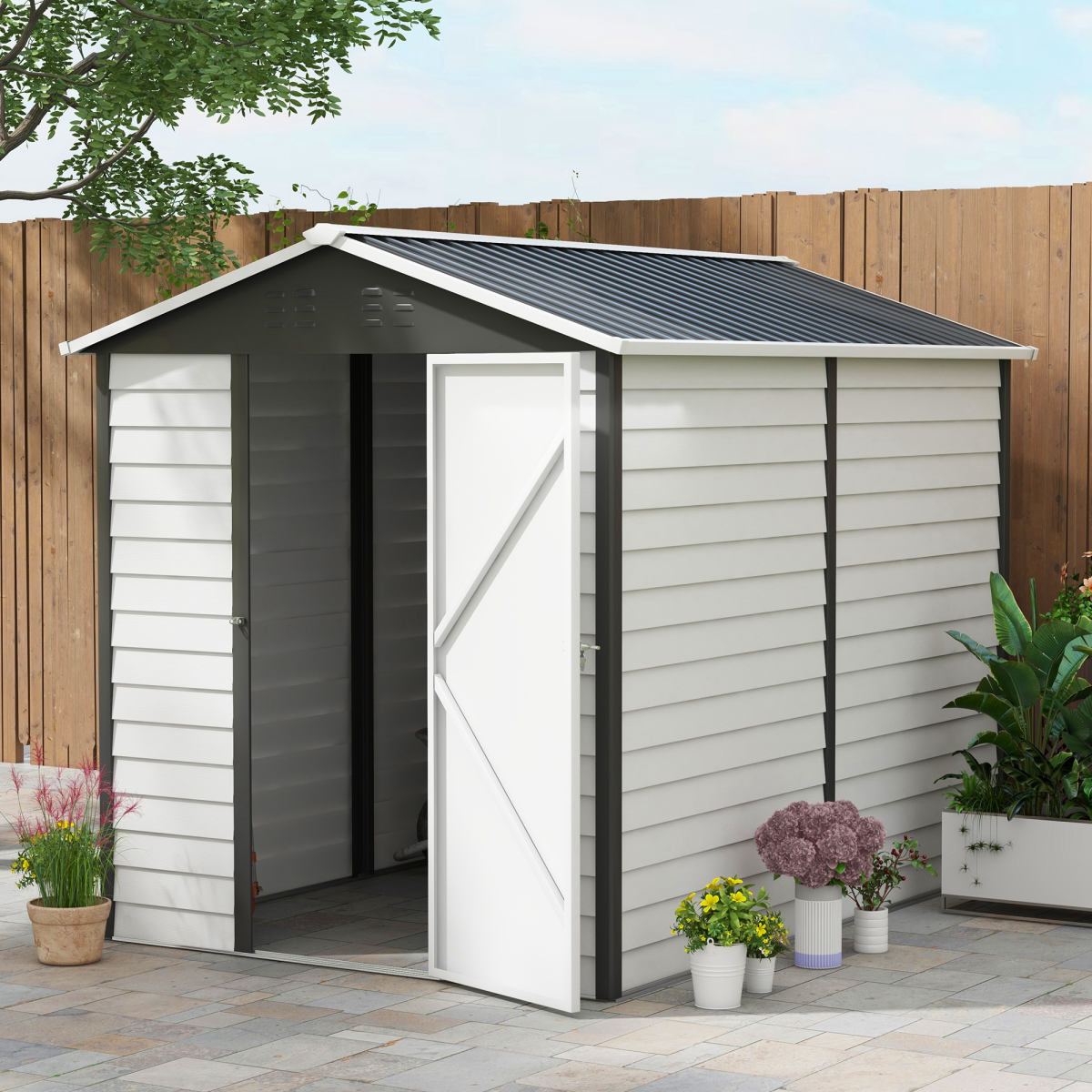 cortex-london-windsor-9x6-galvanised-steel-garden-shed-white-dark-grey