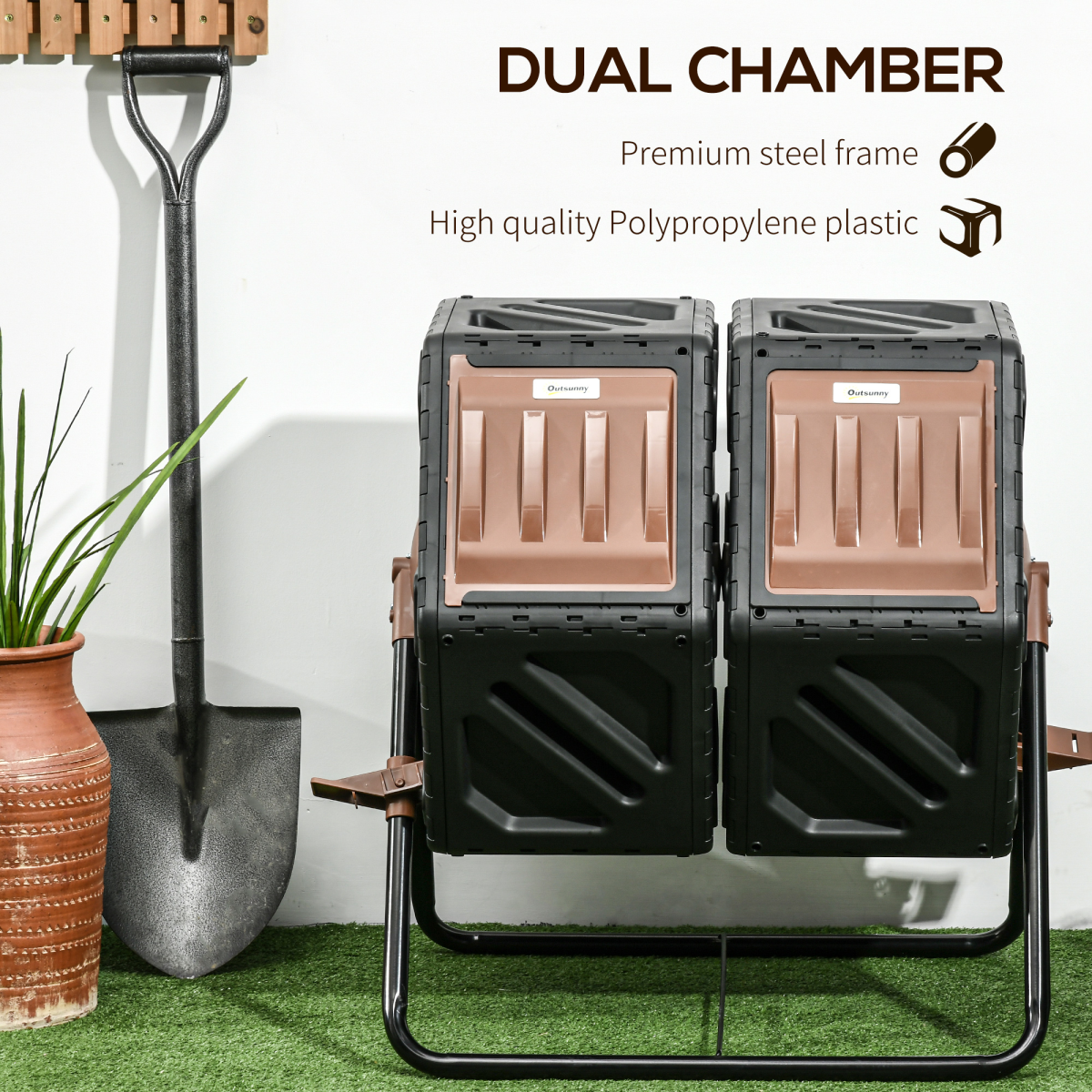 cortex-london-york-130l-dual-chamber-rotating-compost-bin-dark-brown-black