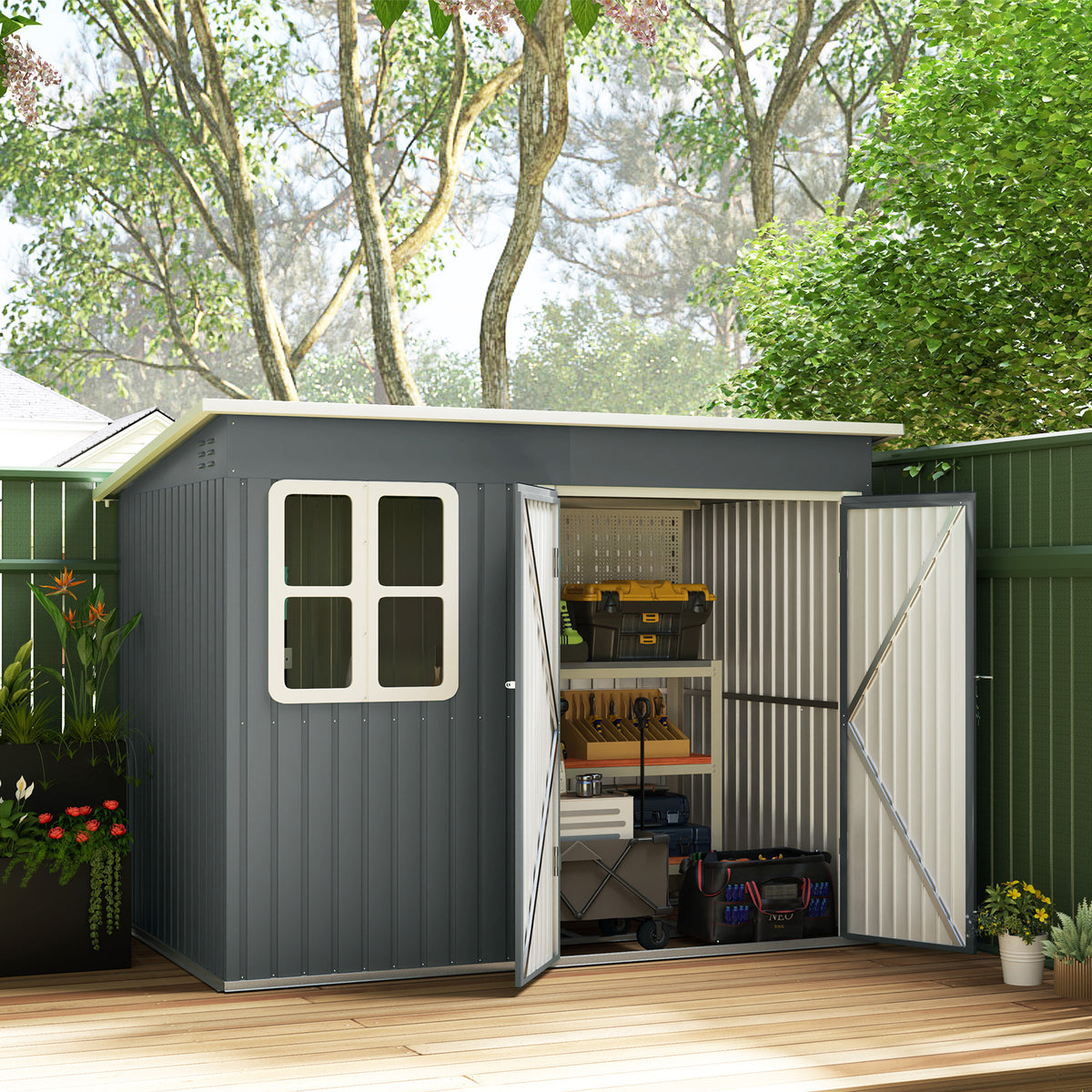 windsor-galvanised-steel-garden-shed-dark-grey-cortex-london