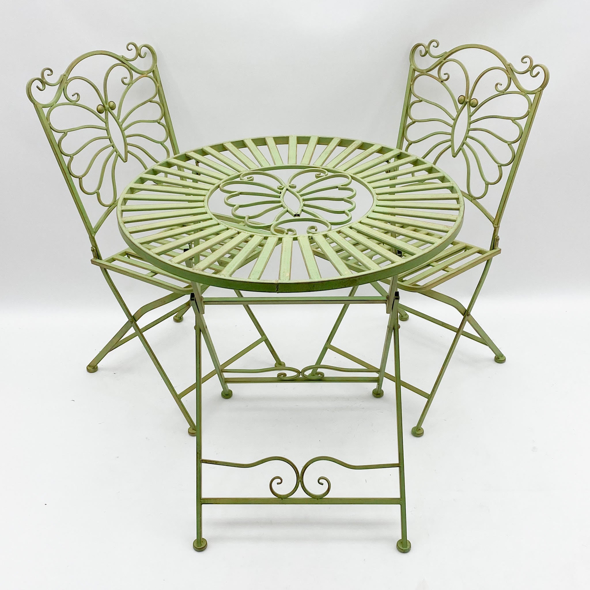 AcaciaHome Durable and Stylish Metal Garden Bistro Set – 3-Piece Outdoor Round Table and Comfortable Chairs, Durable Iron and Steel Construction, Perfect for Relaxing outdoor and garden (Green)