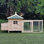 Chicken Coop Small Animal Pet Cage w/ Nesting Box Outdoor Run Backyard Wooden
