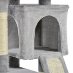 Cat Rest & Play Activity Tree w/ 2 House Cushion Perch Scratching Post Grey