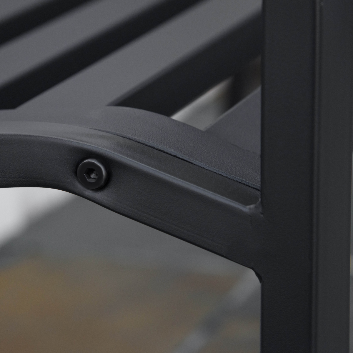 cortex-london-windsor-antique-steel-2-seater-outdoor-garden-bench-armrest-matte-black