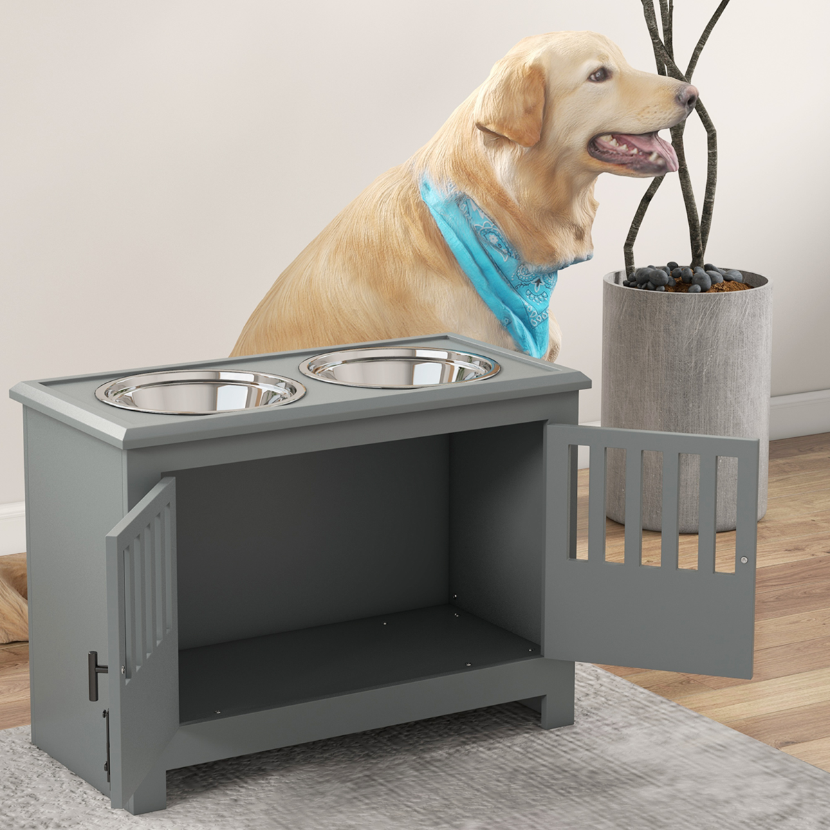 cortex-london-windsor-pawhut-raised-dog-feeding-station-grey