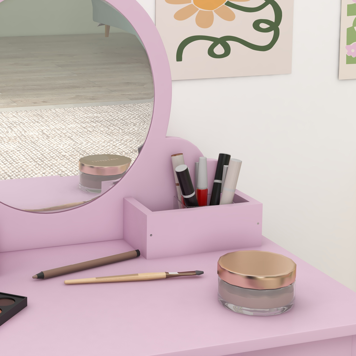 cortex-london-windsor-cat-kids-dressing-table-mirror-stool-storage-pink