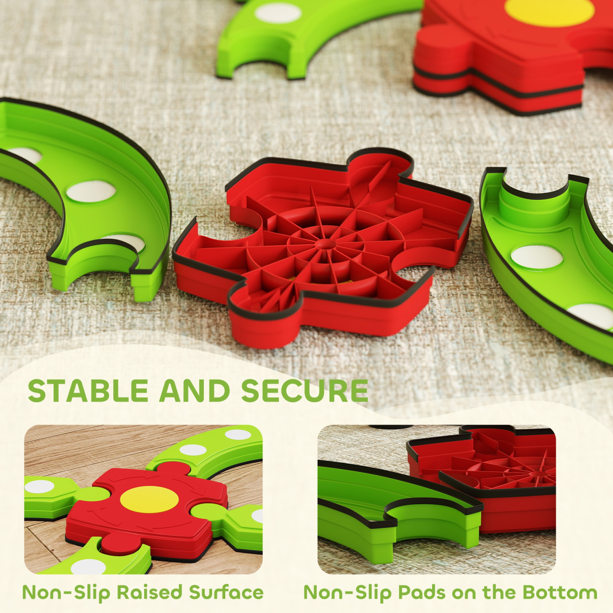 cortex-london-windsor-kids-balance-beam-stepping-stones-green-red