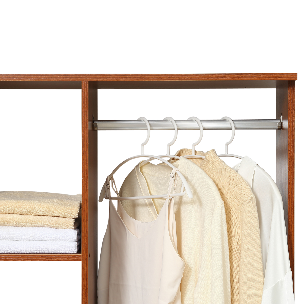 cortex-london-york-walnut-open-wardrobe-hanging-rail-cubbies-wheels