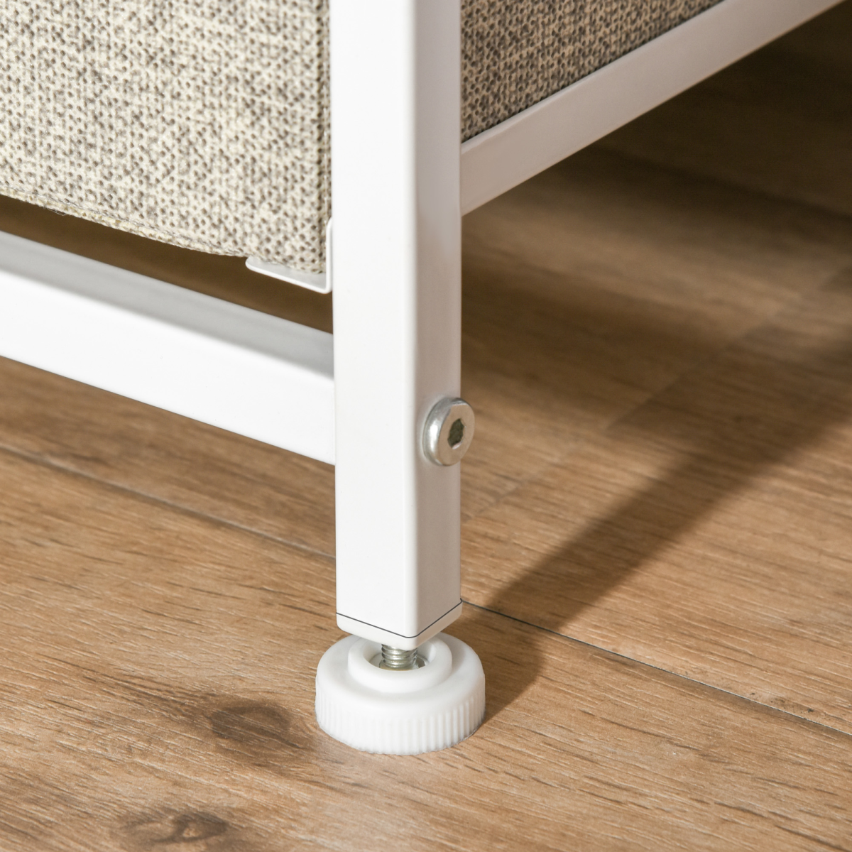 7 Linen Drawers Cabinet Organizer Adjustable Feet White, Oak and Light Grey
