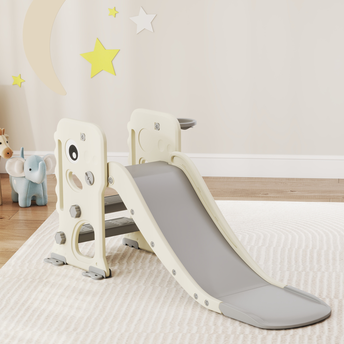 cortex-london-windsor-dinosaur-kids-slide-climber-basketball-hoop-cream-white