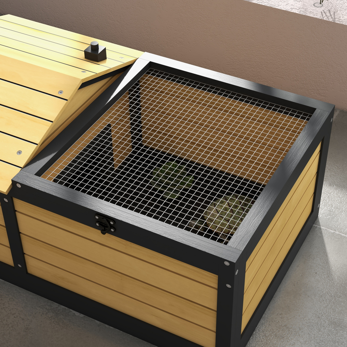 cortex-london-windsor-pawhut-yellow-wooden-tortoise-house-hide-shelter-run