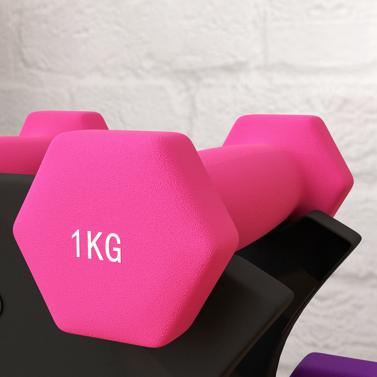 cortex-london-windsor-hex-dumbbell-set-with-rack-pink-purple-green