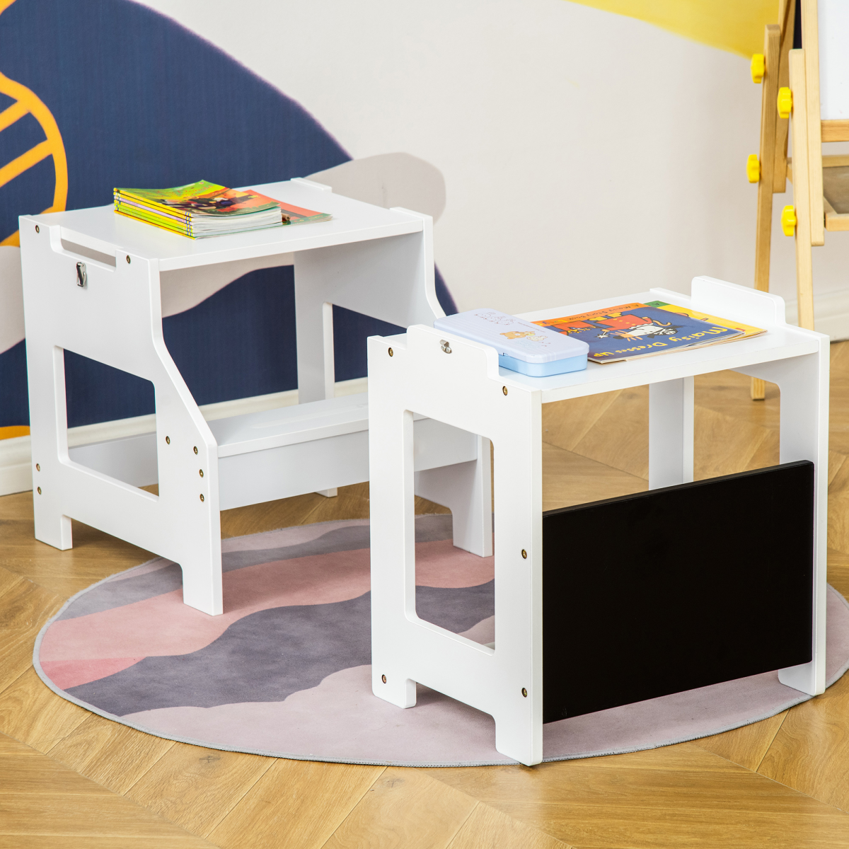 cortex-london-windsor-2-in-1-kids-kitchen-step-stool-learning-tower-with-safety-rail