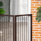Folding Pet Gate Dog Fence Child Safety Indoor Durable Free Standing Pine Wood