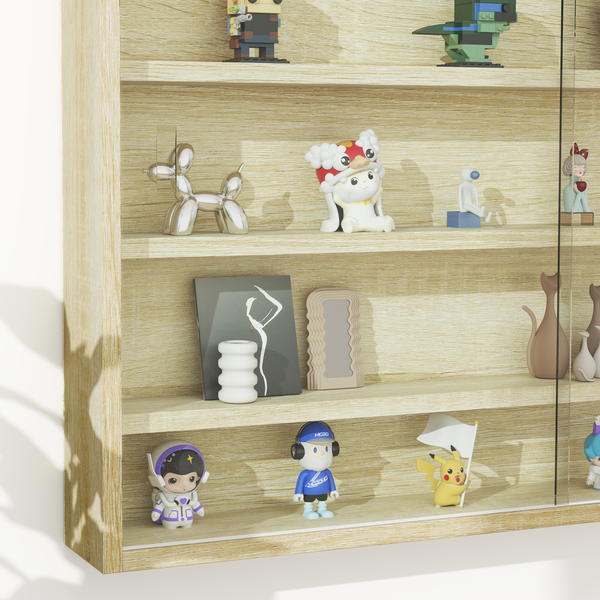 cortex-london-york-oak-five-tier-wall-display-shelf-cabinet-glass-doors