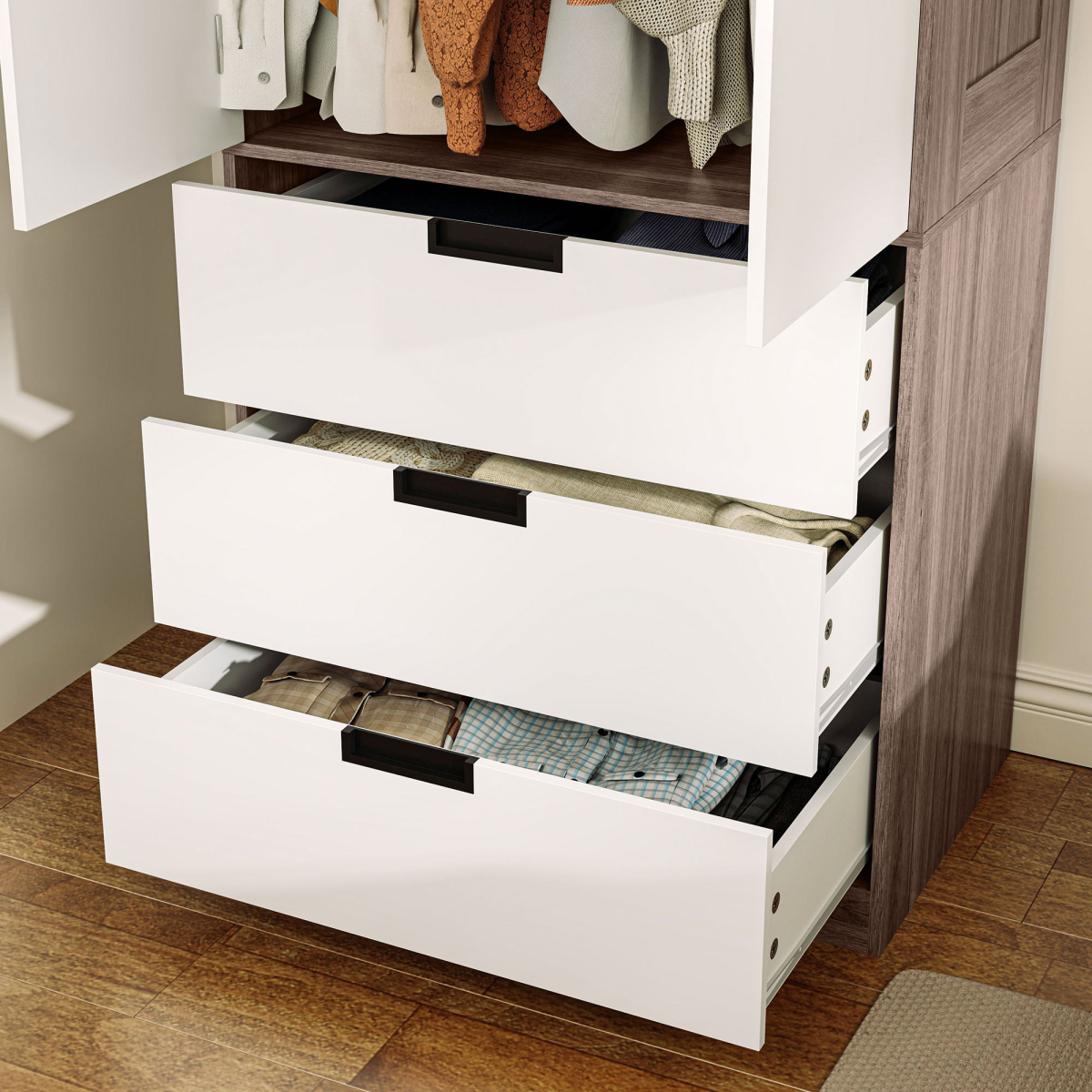 cortex-london-windsor-brown-two-door-wardrobe-three-drawers-hanging-rail