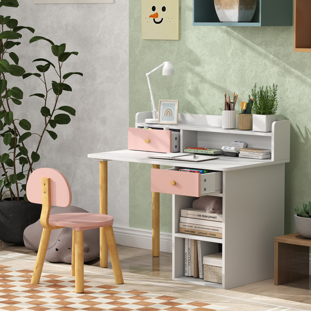 cortex-london-windsor-pink-kids-study-desk-and-chair-set-mdf