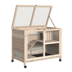 Indoor Rabbit Hutch Guinea Pig House Bunny Cage Openable Roof, Natural