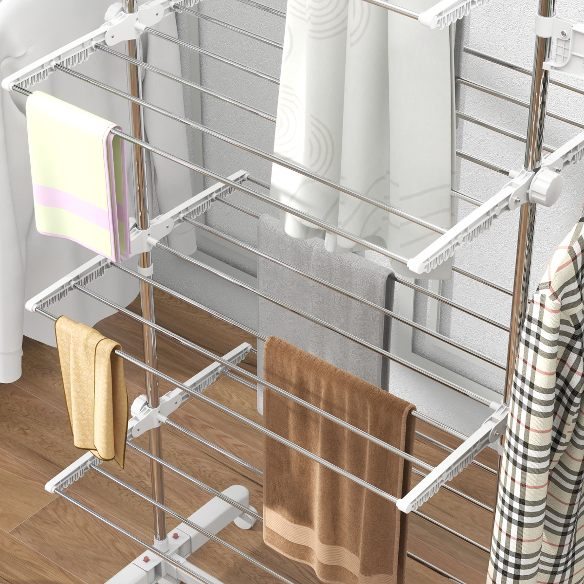 cortex-london-windsor-four-layer-folding-clothes-rail-with-wheels-white-silver