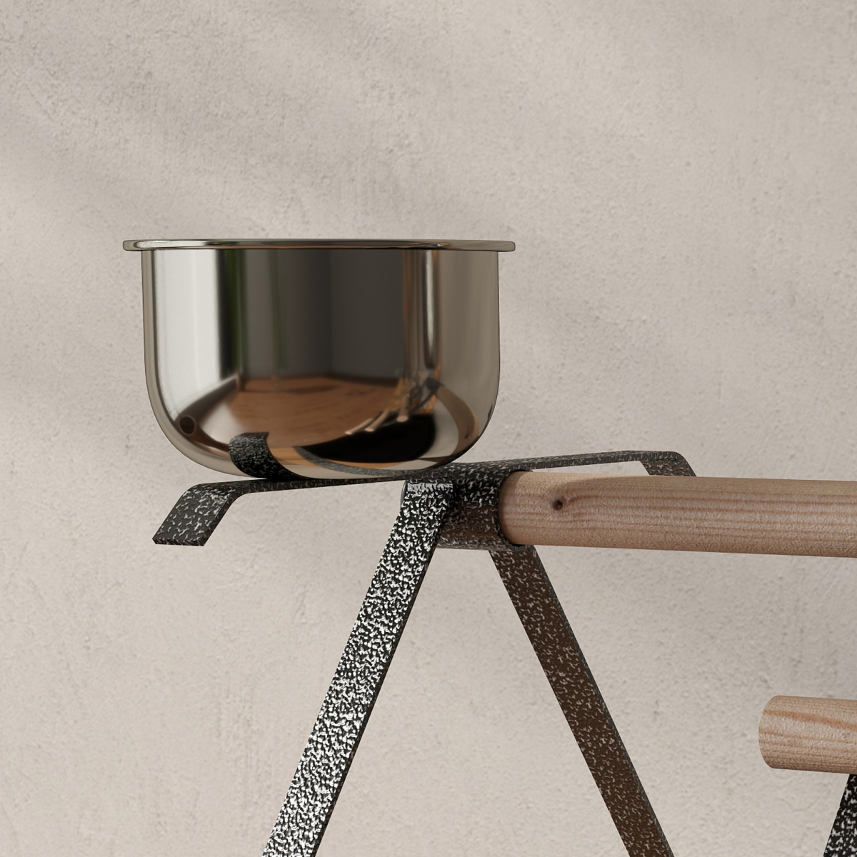 cortex-london-windsor-portable-bird-stand-stainless-steel-base-wooden-perch-ladder-bowls