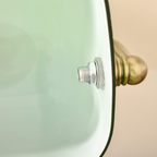 Banker's Table Lamp Desk Lamp w/Antique Bronze Base, Glass Shade and Pull Rope
