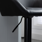 Set of 2, Swivel Barstools with Footrest and Backrest, PU Leather Black