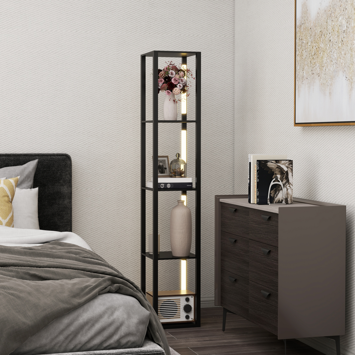 cortex-london-windsor-black-floor-lamp-with-foot-switch-four-tier-shelf