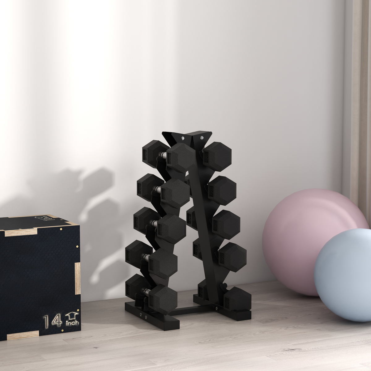 cortex-london-windsor-hexagonal-dumbbells-2x5kg-home-fitness-homcom