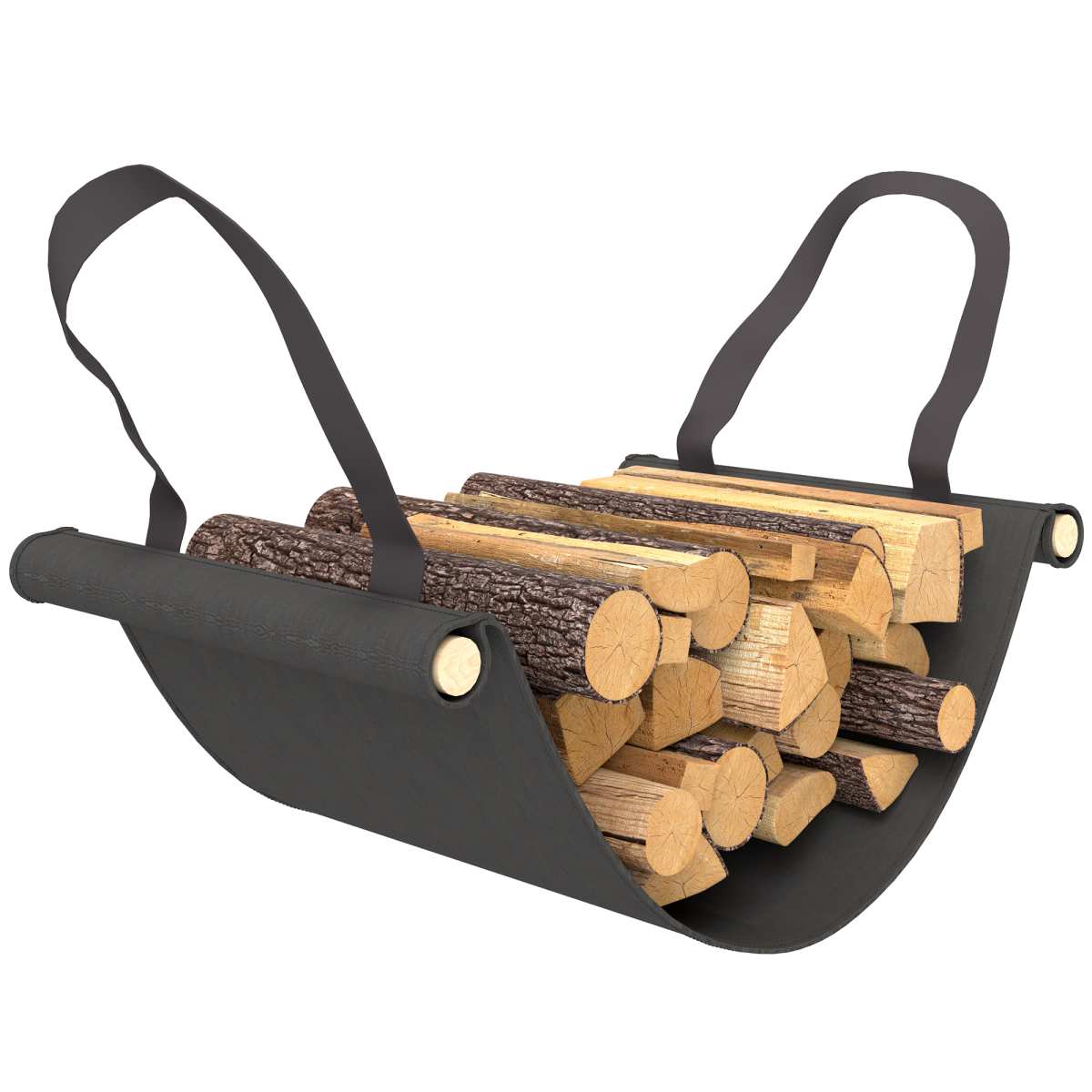 Robin 4FT Firewood Rack Holder W/ Canvas Carrier and Oxford Cover, Black