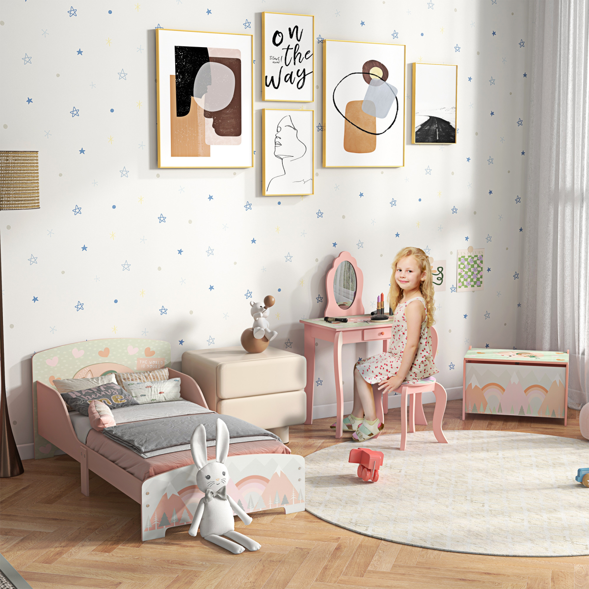 cortex-london-windsor-pink-toddler-bed-frame-animal-design-ages-3-to-6