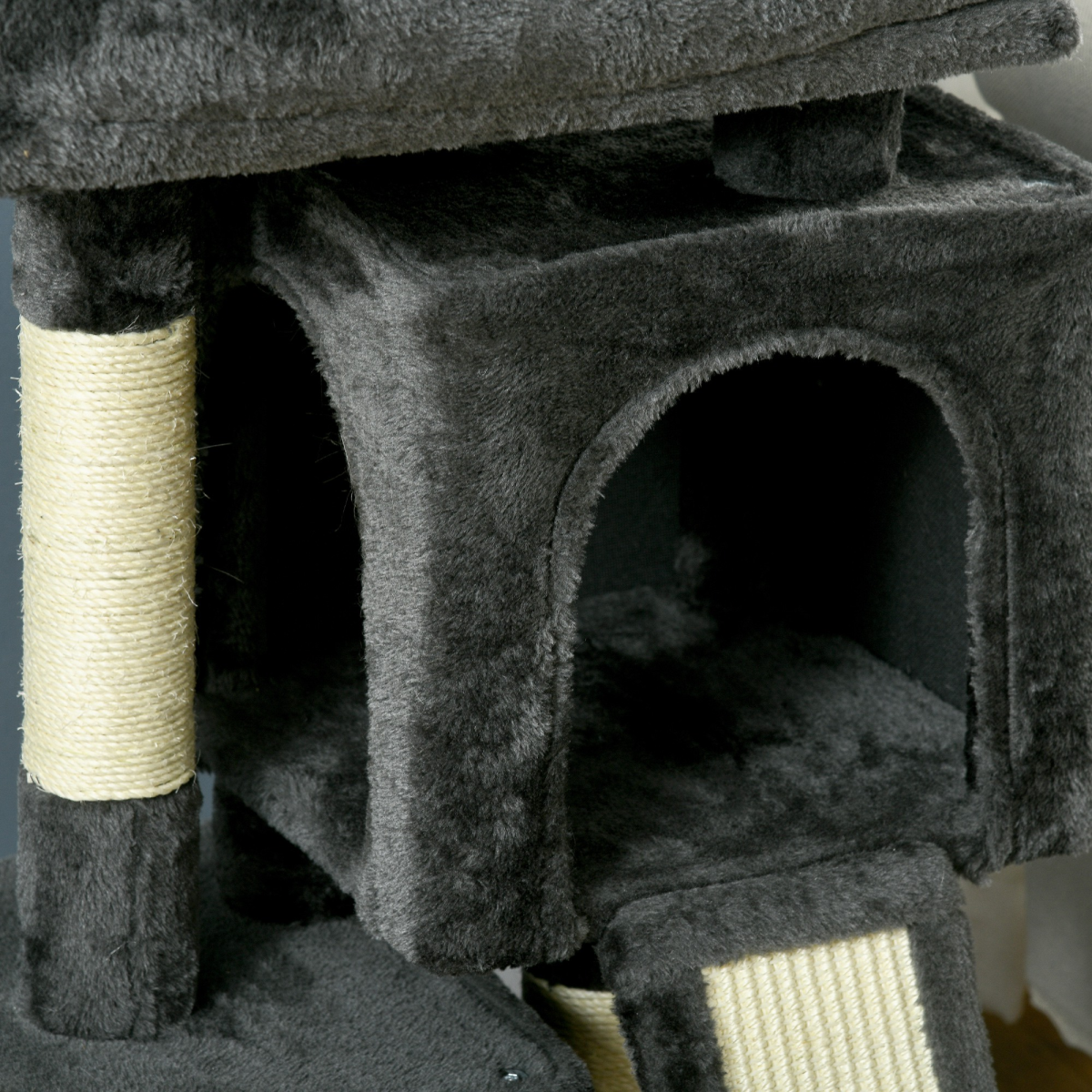 cortex-london-windsor-cat-activity-tree-black-two-houses-cushioned-perch-sisal-scratching-posts