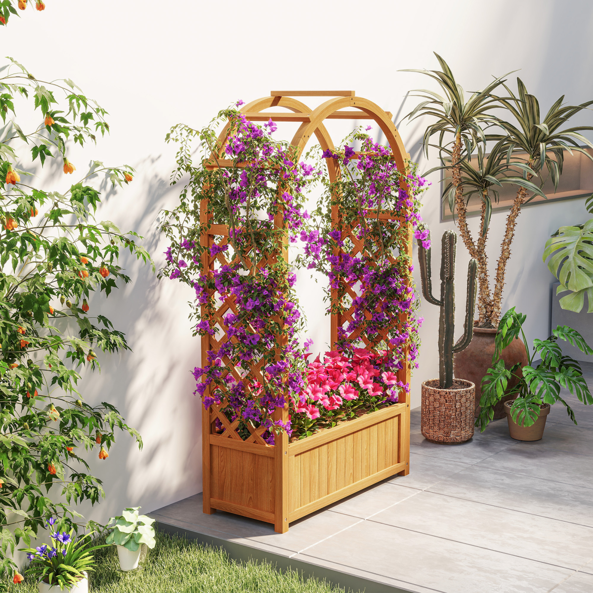 cortex-london-windsor-fir-wood-raised-garden-bed-trellis-planter-light-brown
