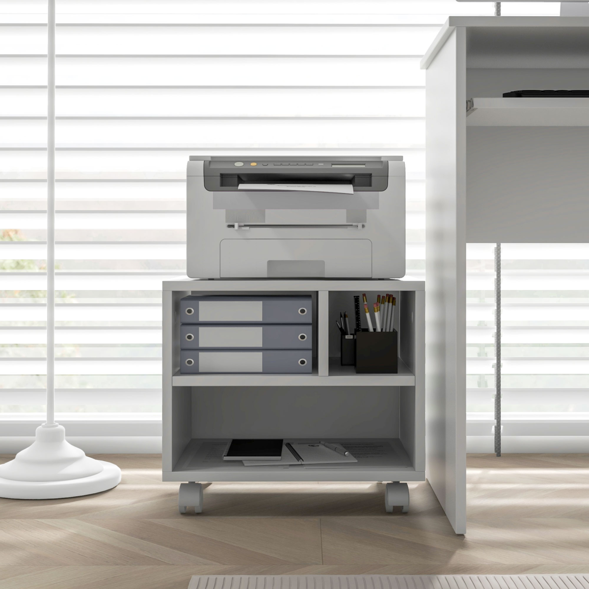 cortex-london-windsor-white-printer-stand-storage-cart-on-wheels