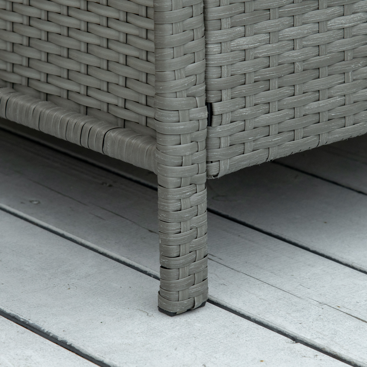 Rattan 2 Seater Patio Bistro Set with Cushion Pillow - Grey, Cream White
