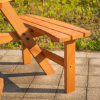 Outsunny Round Table W/3 Attached Benches-Fir Wood